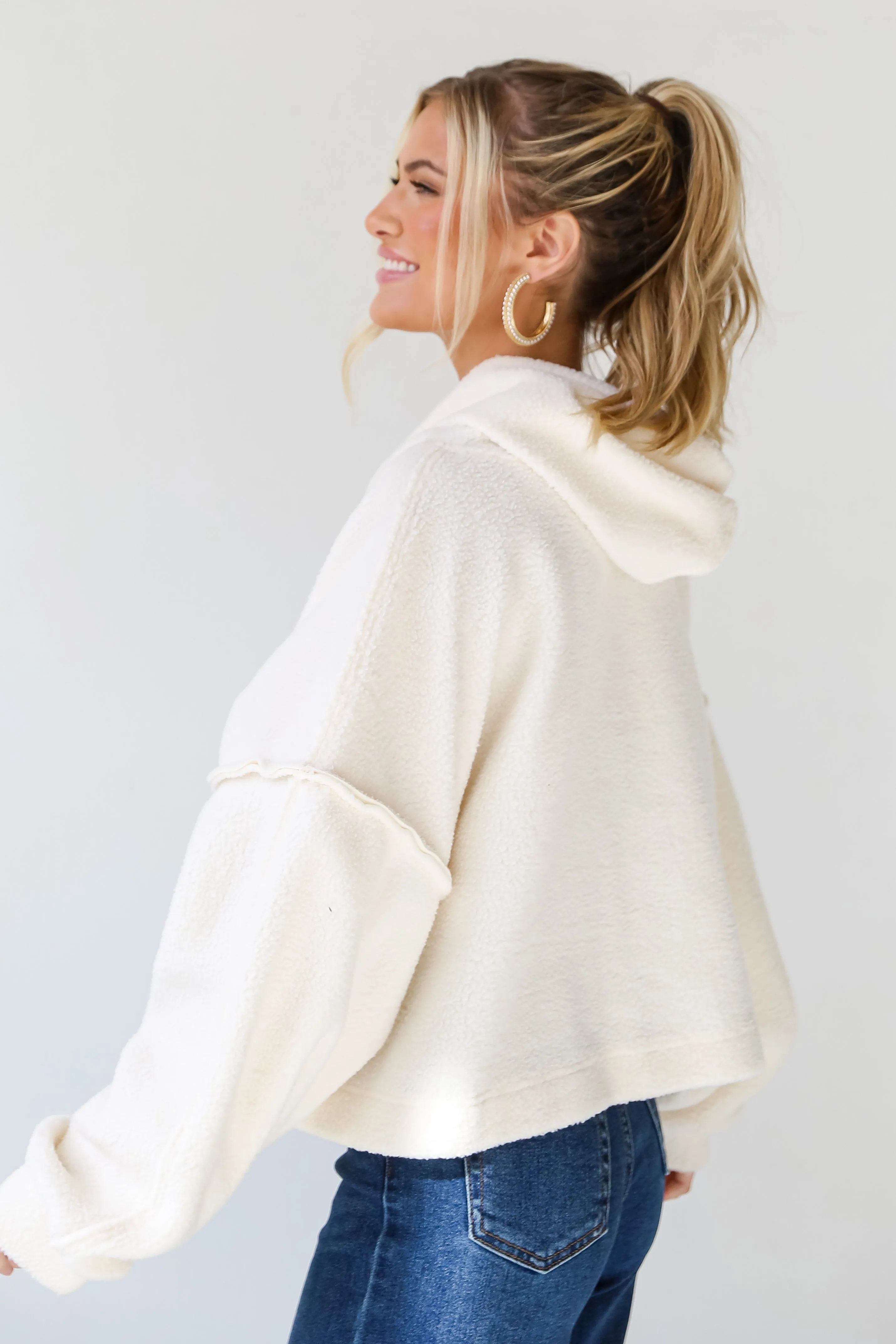 Sami Cream Sherpa Hoodie - DOORBUSTER