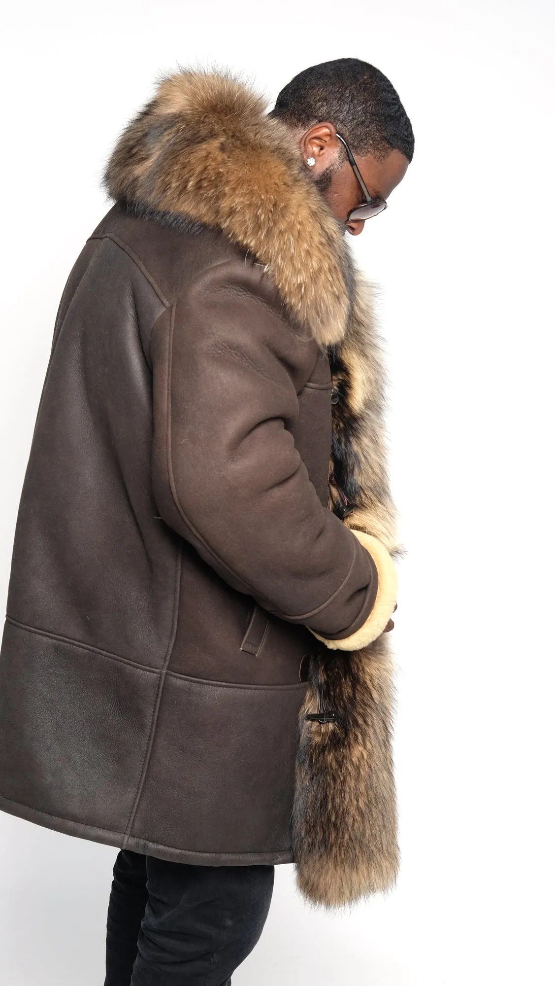 Sheepskin Jacket Coyote Fur Collar And Front Trimming Style #777