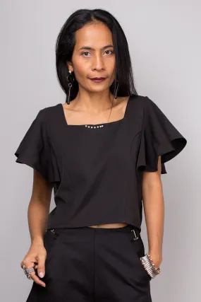 Short sleeved black top