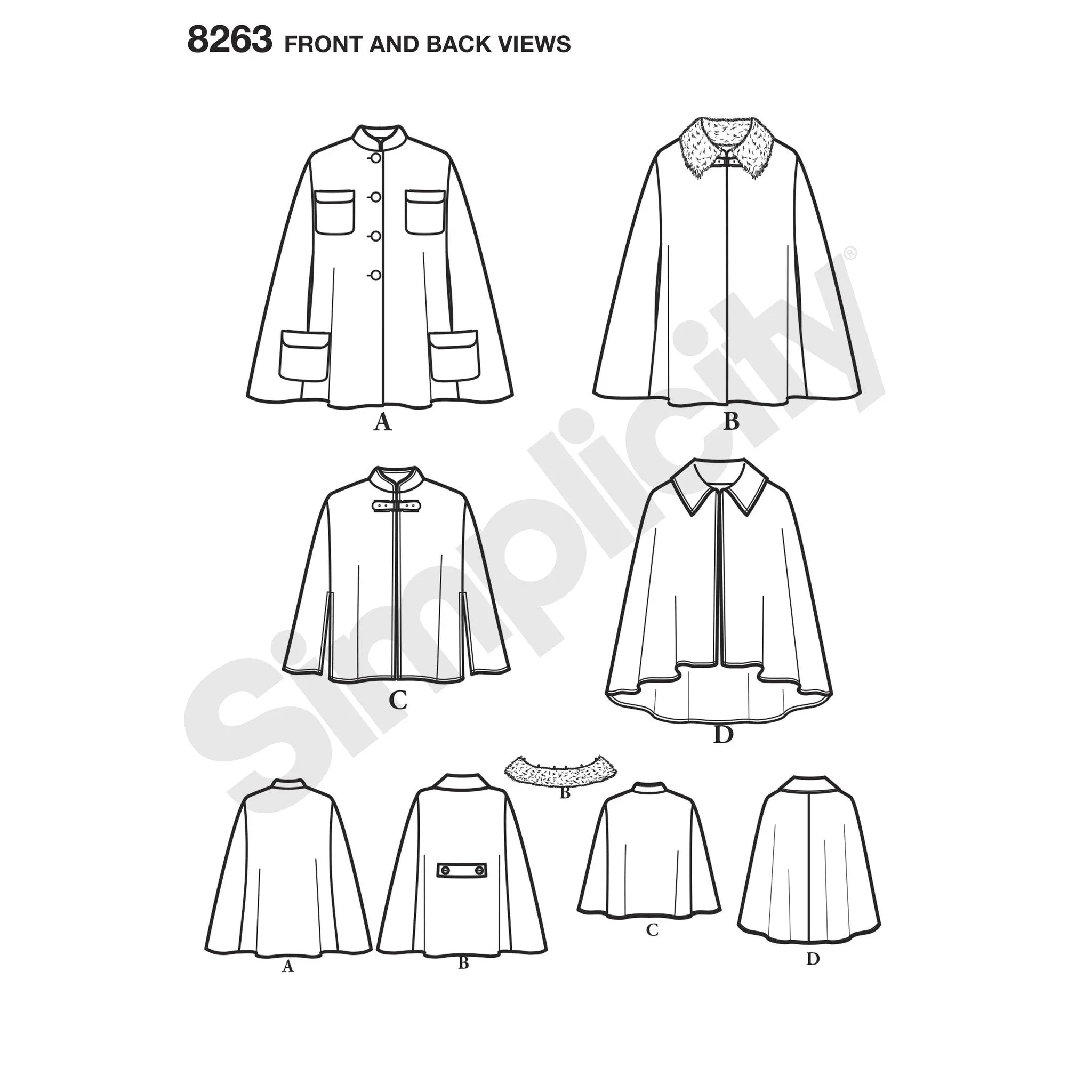 Simplicity Pattern 8263 MISSES' CAPES AND CAPELETS