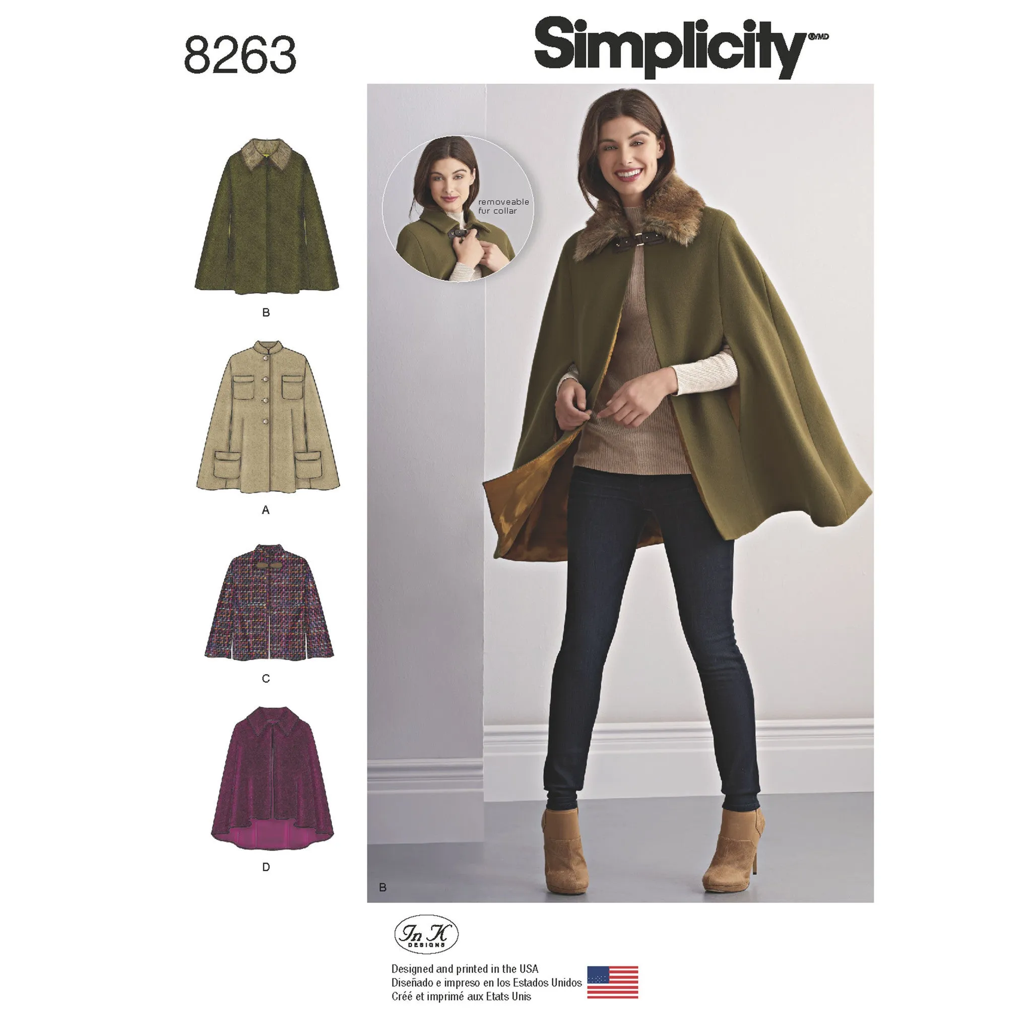 Simplicity Pattern 8263 MISSES' CAPES AND CAPELETS