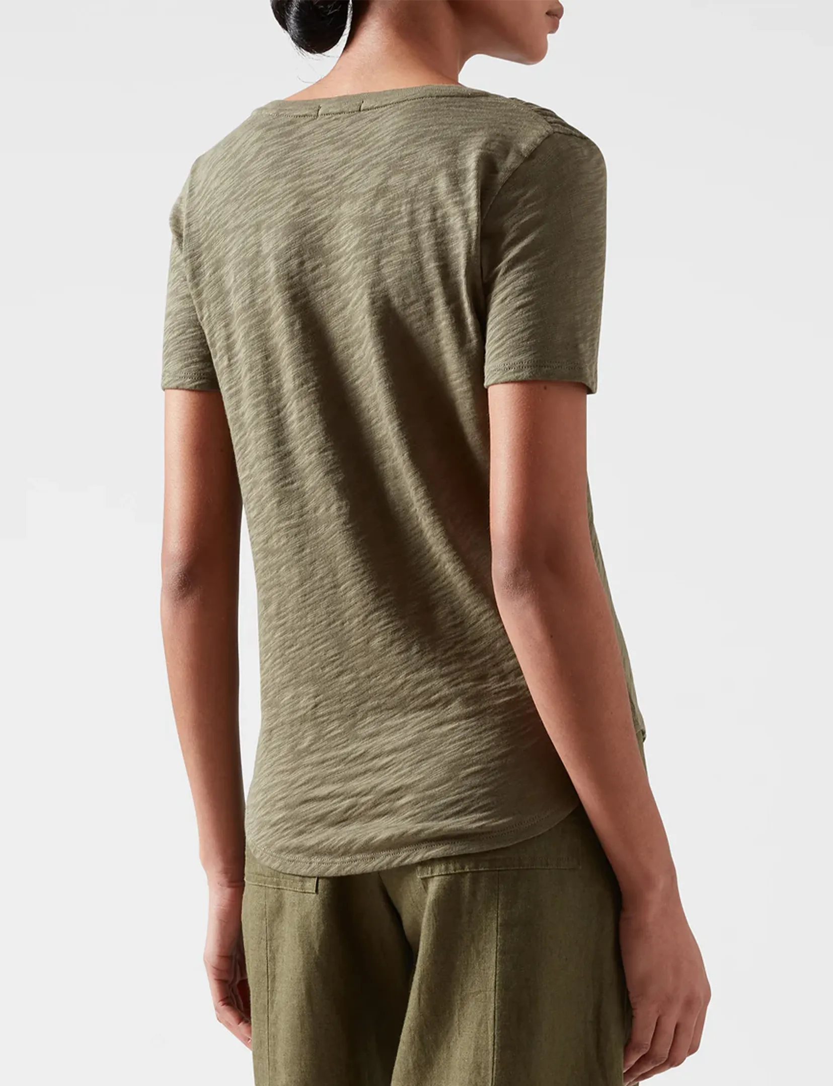 Slub Jersey V-Neck Tee, Army