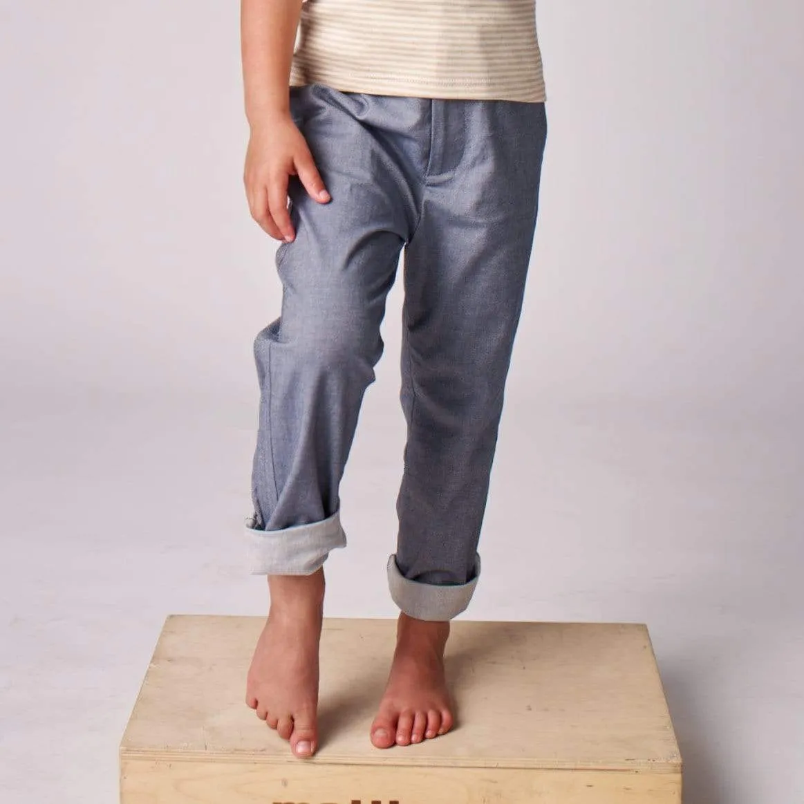 Striped Sweater & Soft Denim Pants (Gray) Bundle