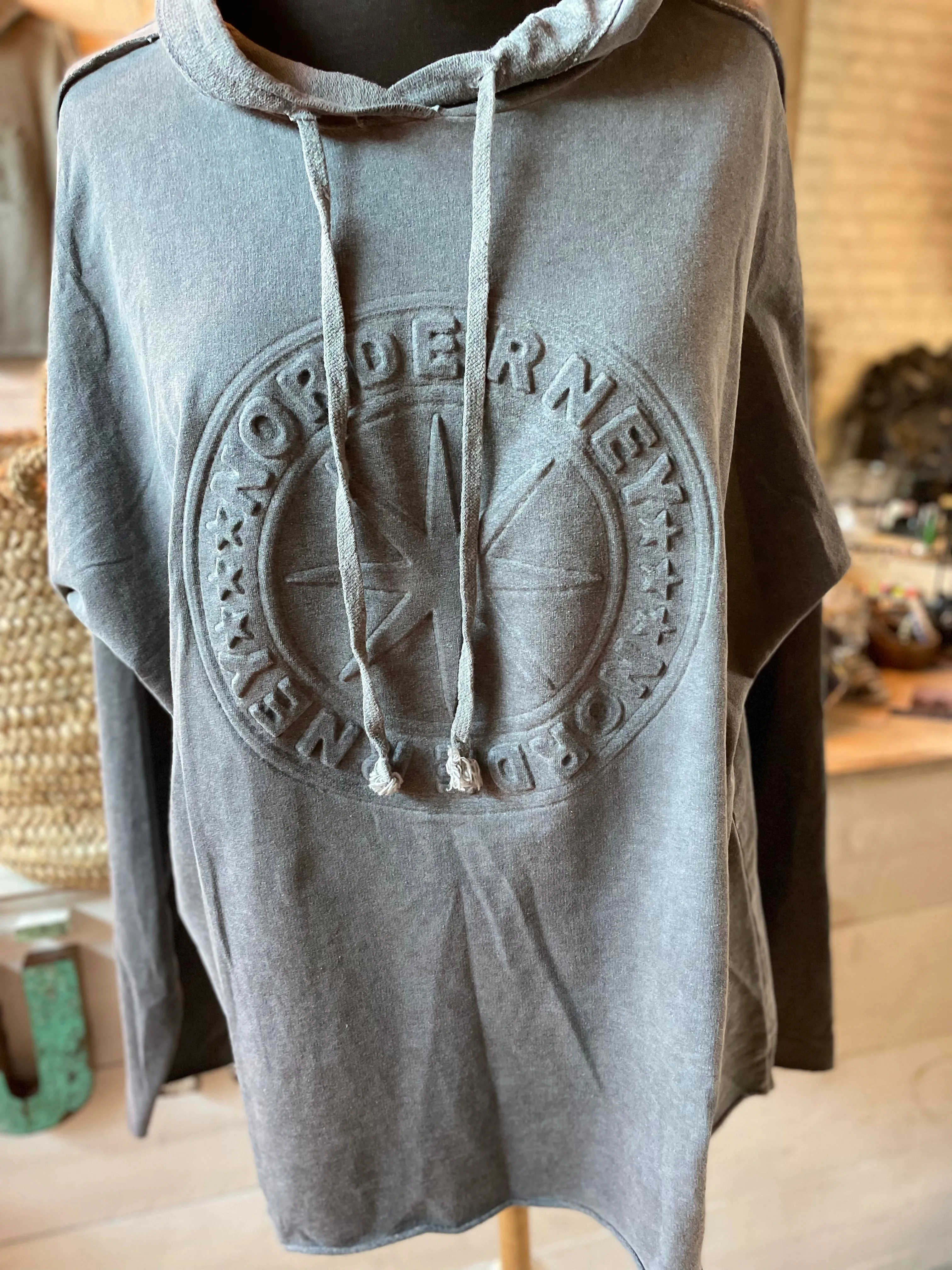 Sweat Shirt mit Norderney Schriftzug mit Kapuze Sommer Stoff