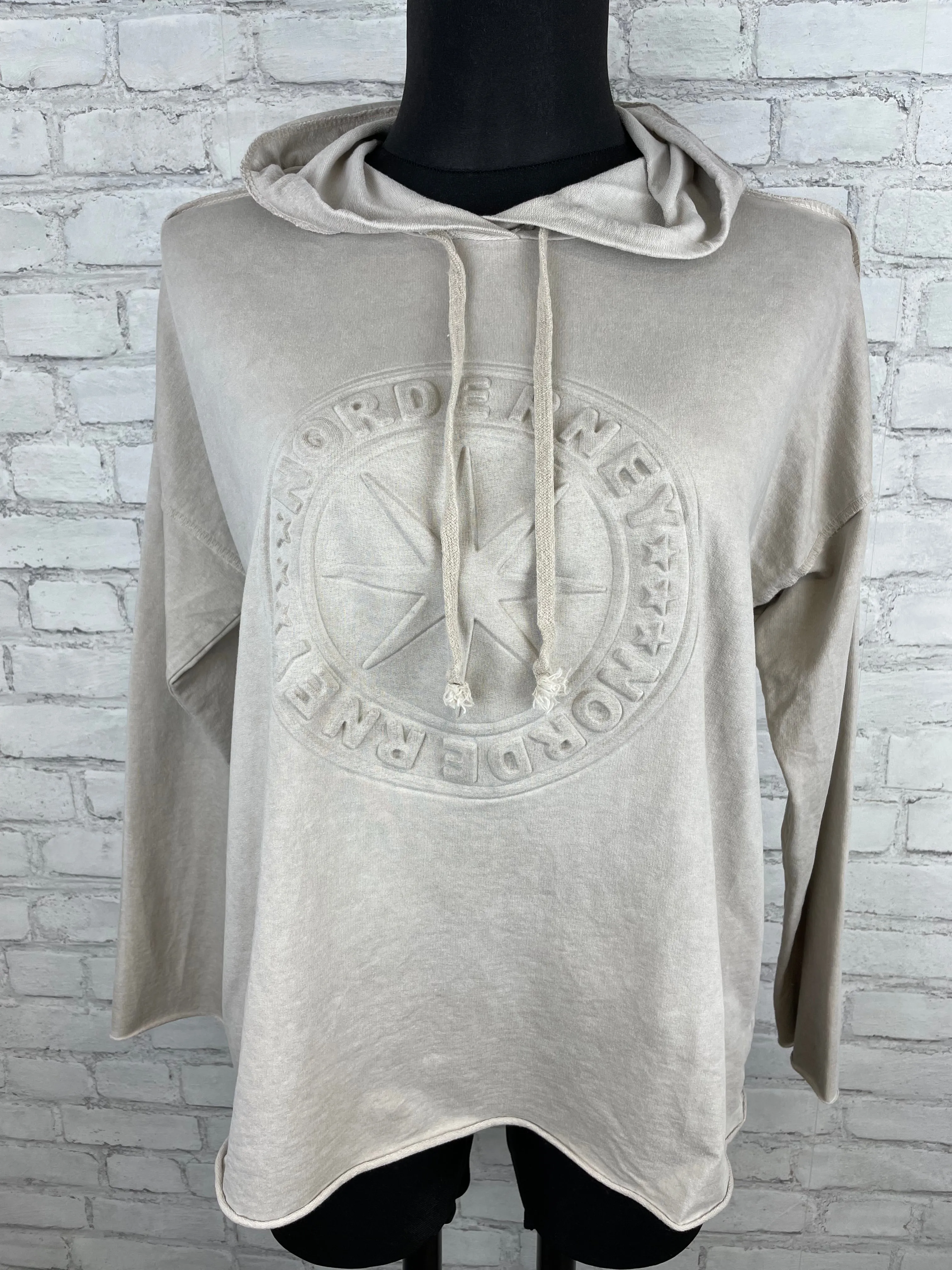 Sweat Shirt mit Norderney Schriftzug mit Kapuze Sommer Stoff