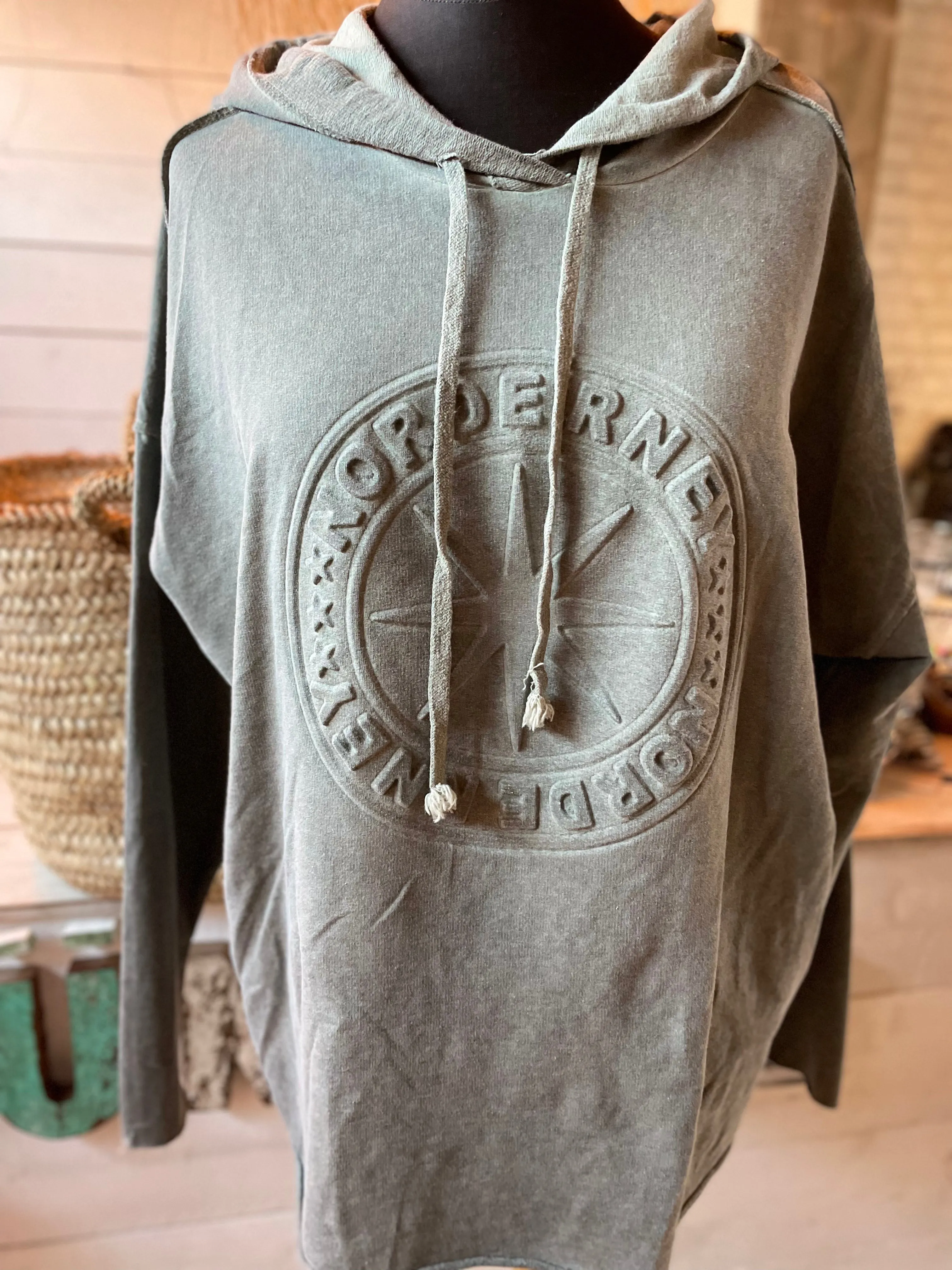 Sweat Shirt mit Norderney Schriftzug mit Kapuze Sommer Stoff