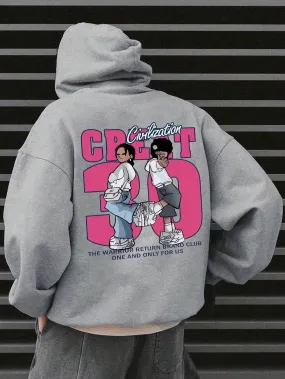 SXV  'creat civilization’ Printed Cool Aesthetic Sweatshirt Hoodie