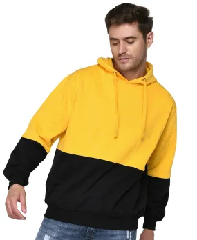 SXV Solid COLOURBLOCKED Sweatshirt Hoodie for Men & Women (Yellow & Black)