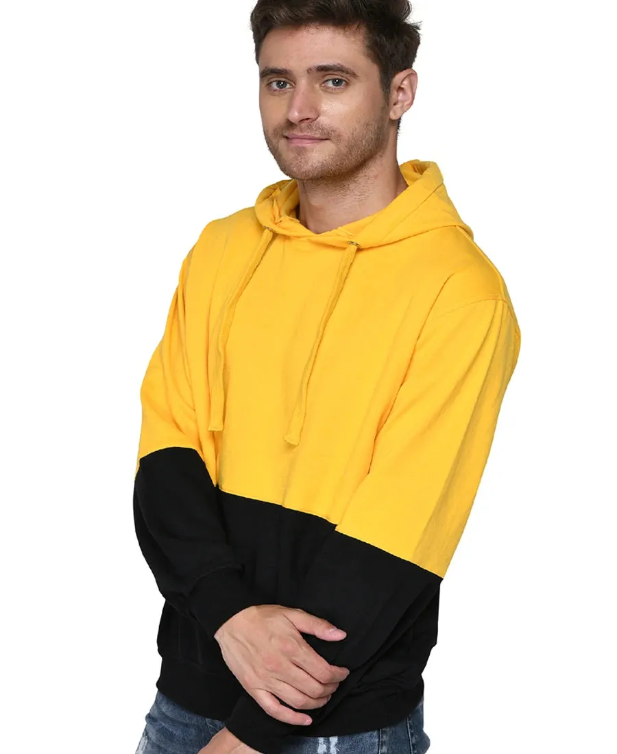 SXV Solid COLOURBLOCKED Sweatshirt Hoodie for Men & Women (Yellow & Black)