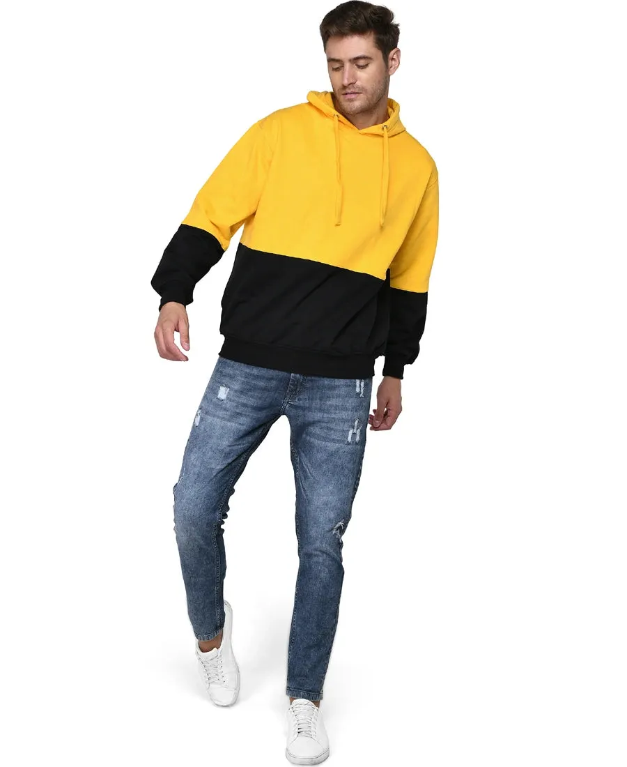 SXV Solid COLOURBLOCKED Sweatshirt Hoodie for Men & Women (Yellow & Black)