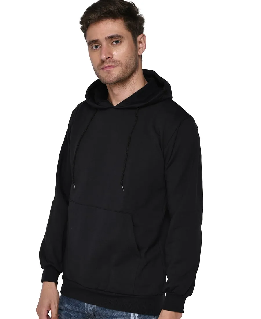 SXV Solid Plain Sweatshirt Hoodie for Men & Women (Black)