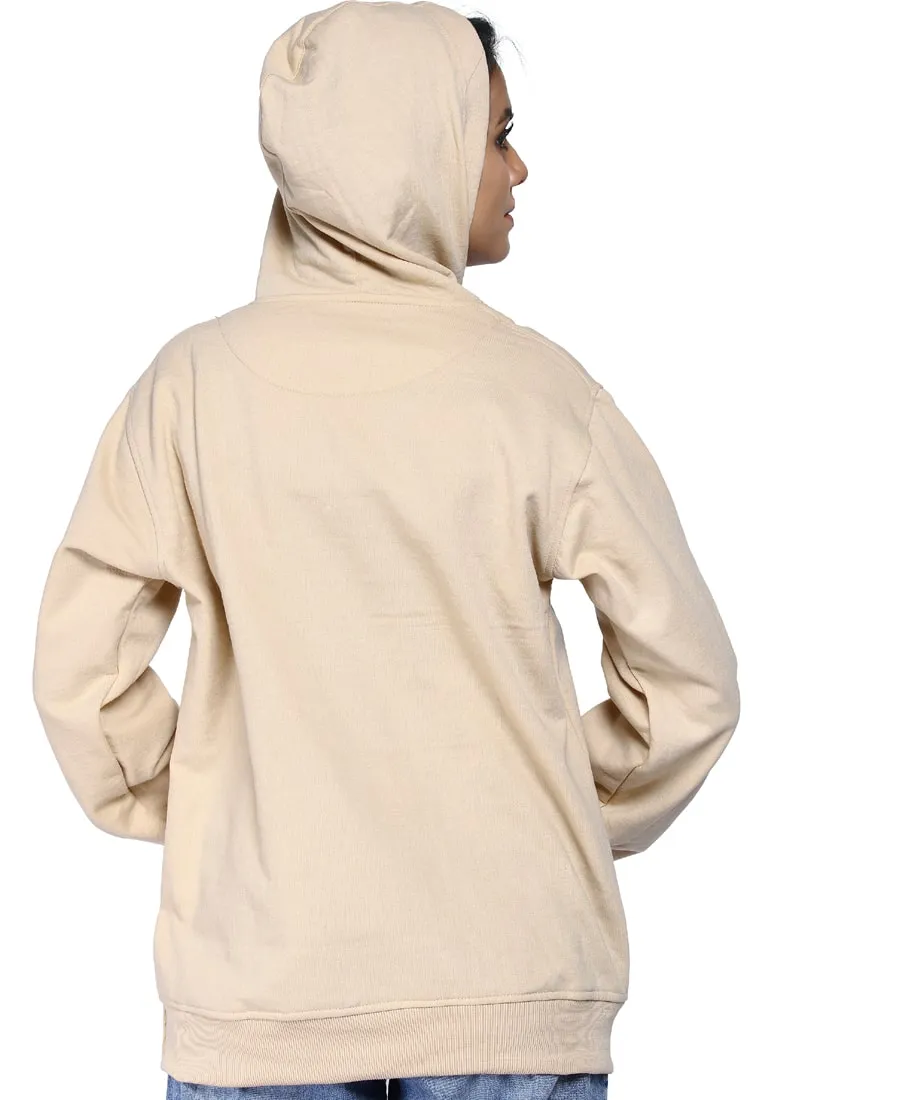 SXV Solid Plain Sweatshirt Hoodie for Men & Women (Cream)