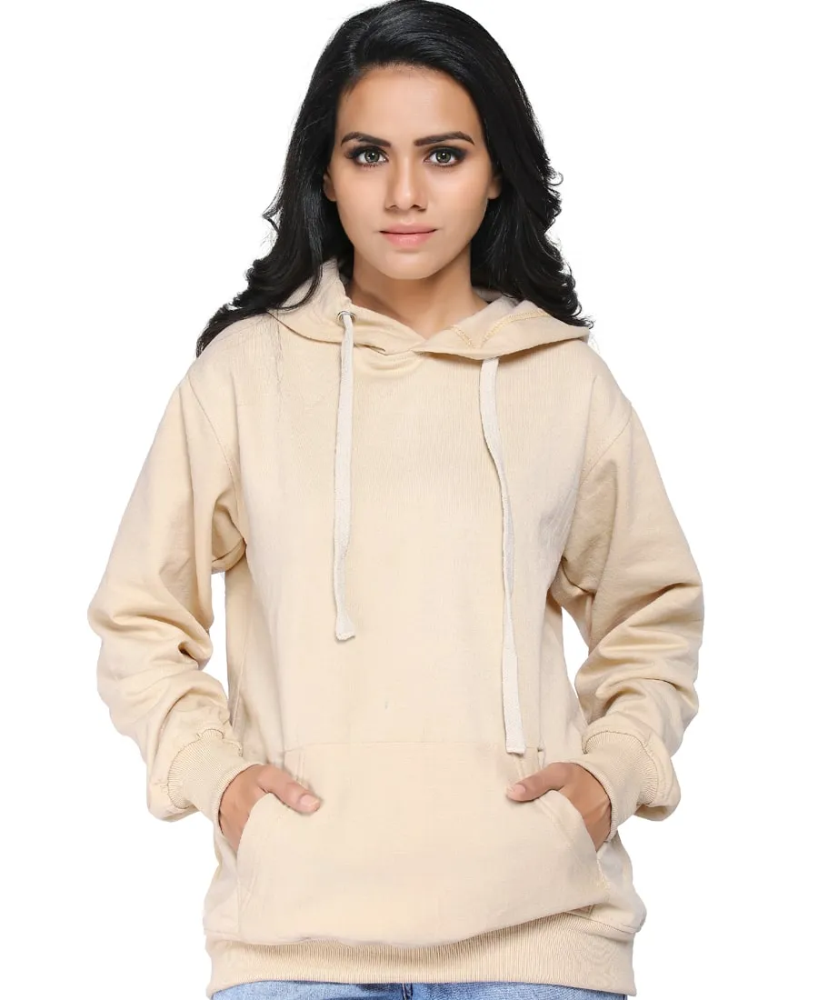 SXV Solid Plain Sweatshirt Hoodie for Men & Women (Cream)