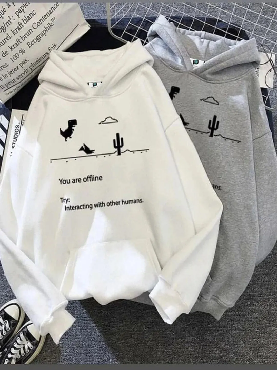 SXV  'you are offline’ Printed Cool Aesthetic Sweatshirt Hoodie