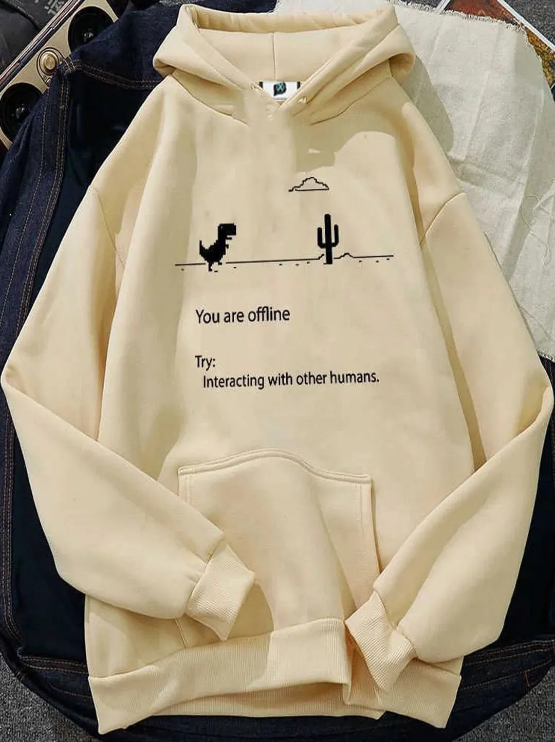 SXV  'you are offline’ Printed Cool Aesthetic Sweatshirt Hoodie