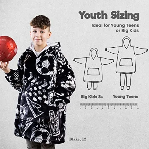 The Big Softy Oversized Blanket Hoodie Kids Teens Print Black Hoodie Blanket