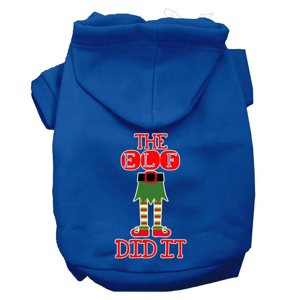 The Elf Did It Screen Print Dog Hoodie Blue Xxxl