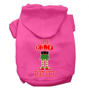 The Elf Did It Screen Print Dog Hoodie Bright Pink Xxxl