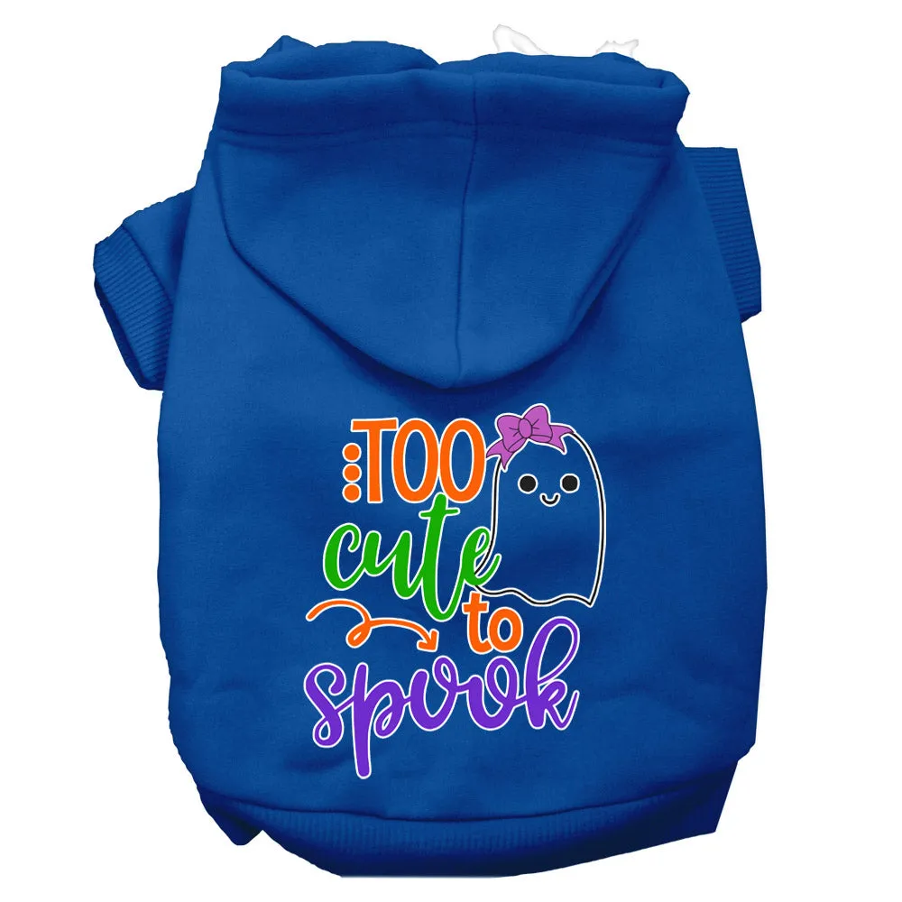 Too Cute To Spook-girly Ghost Screen Print Dog Hoodie Blue Xs