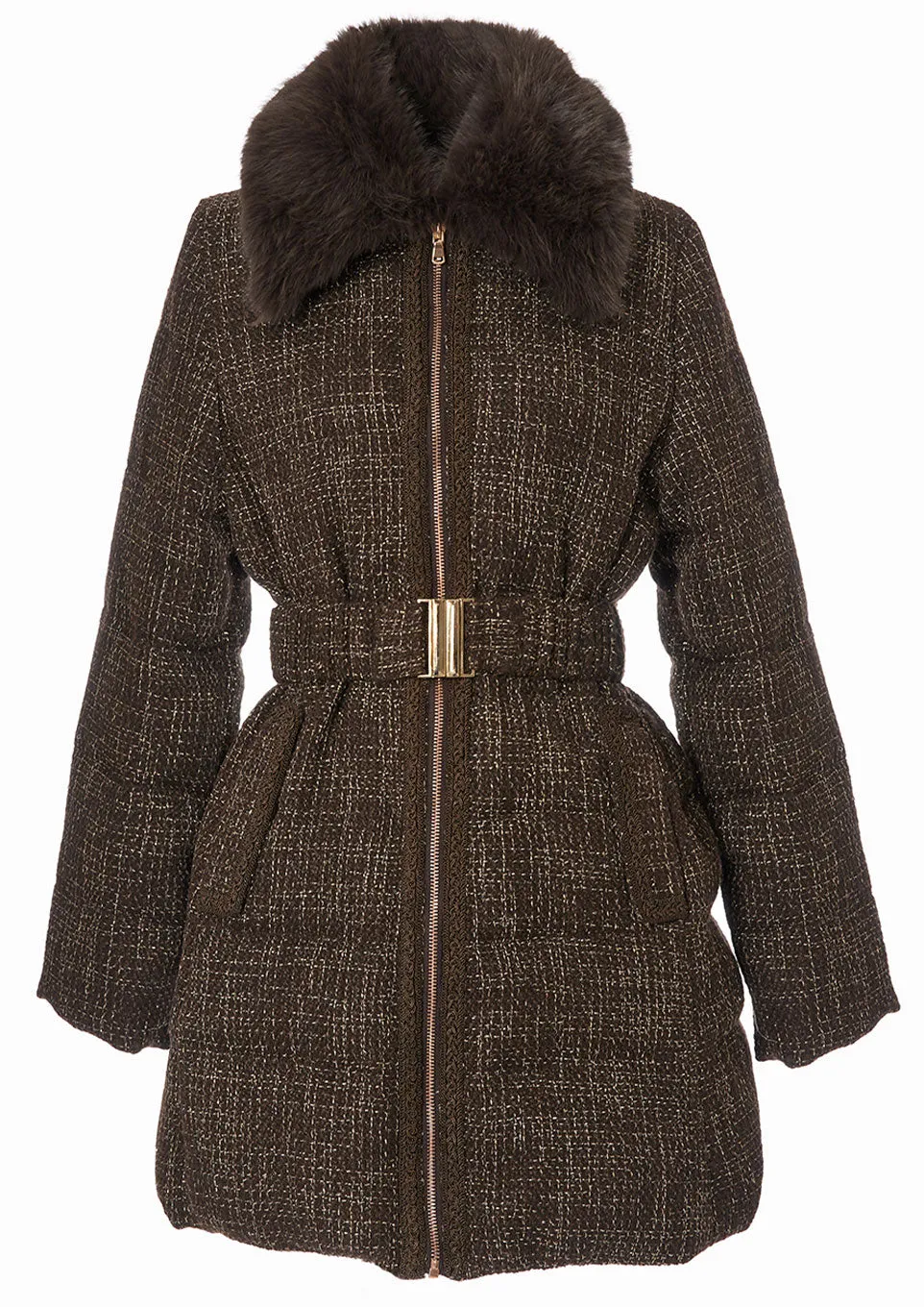 Tweed down coat