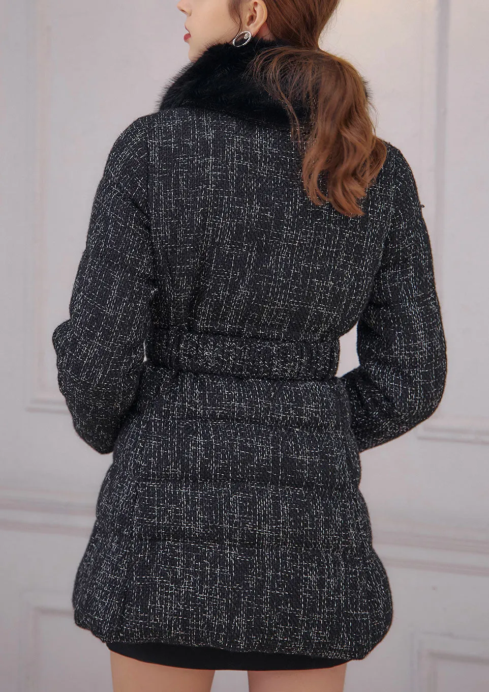 Tweed down coat