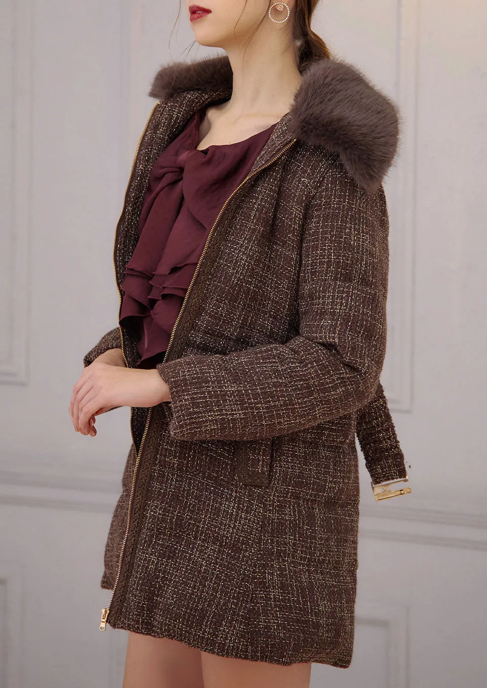 Tweed down coat