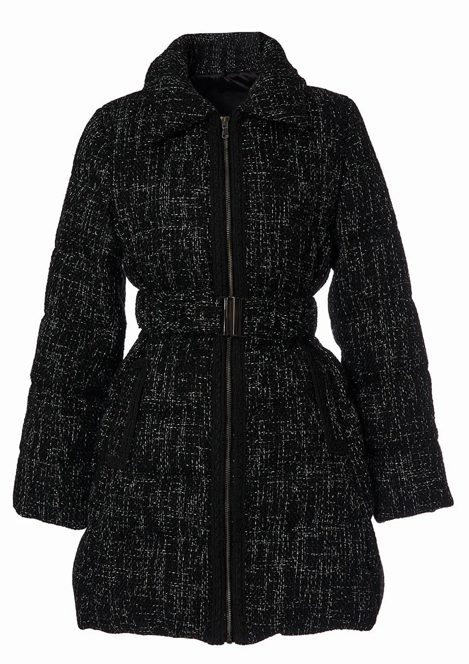 Tweed down coat