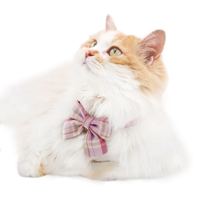 Uniform Plaid Cat Collar Bowtie