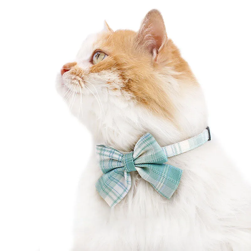 Uniform Plaid Cat Collar Bowtie