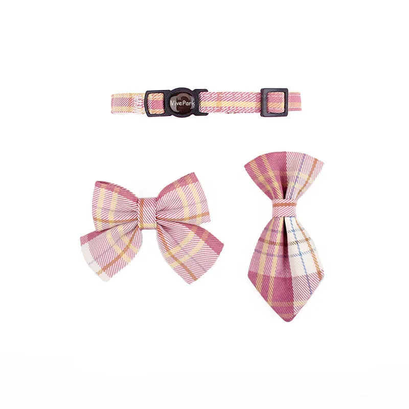 Uniform Plaid Cat Collar Bowtie