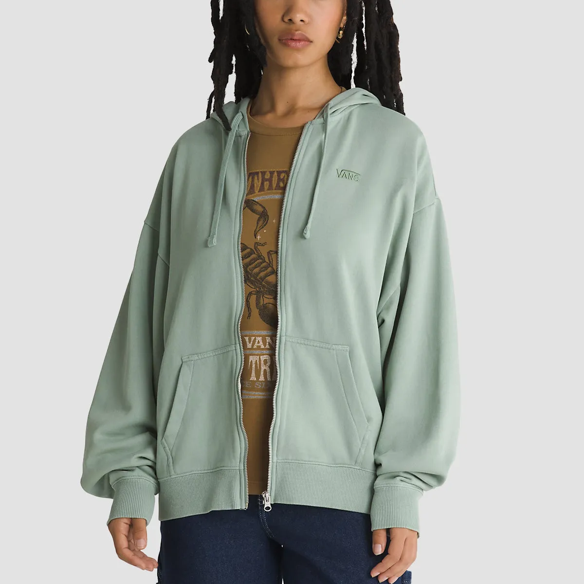 Vans Everyday Oversized Zip Hoodie Iceberg Green - Womens