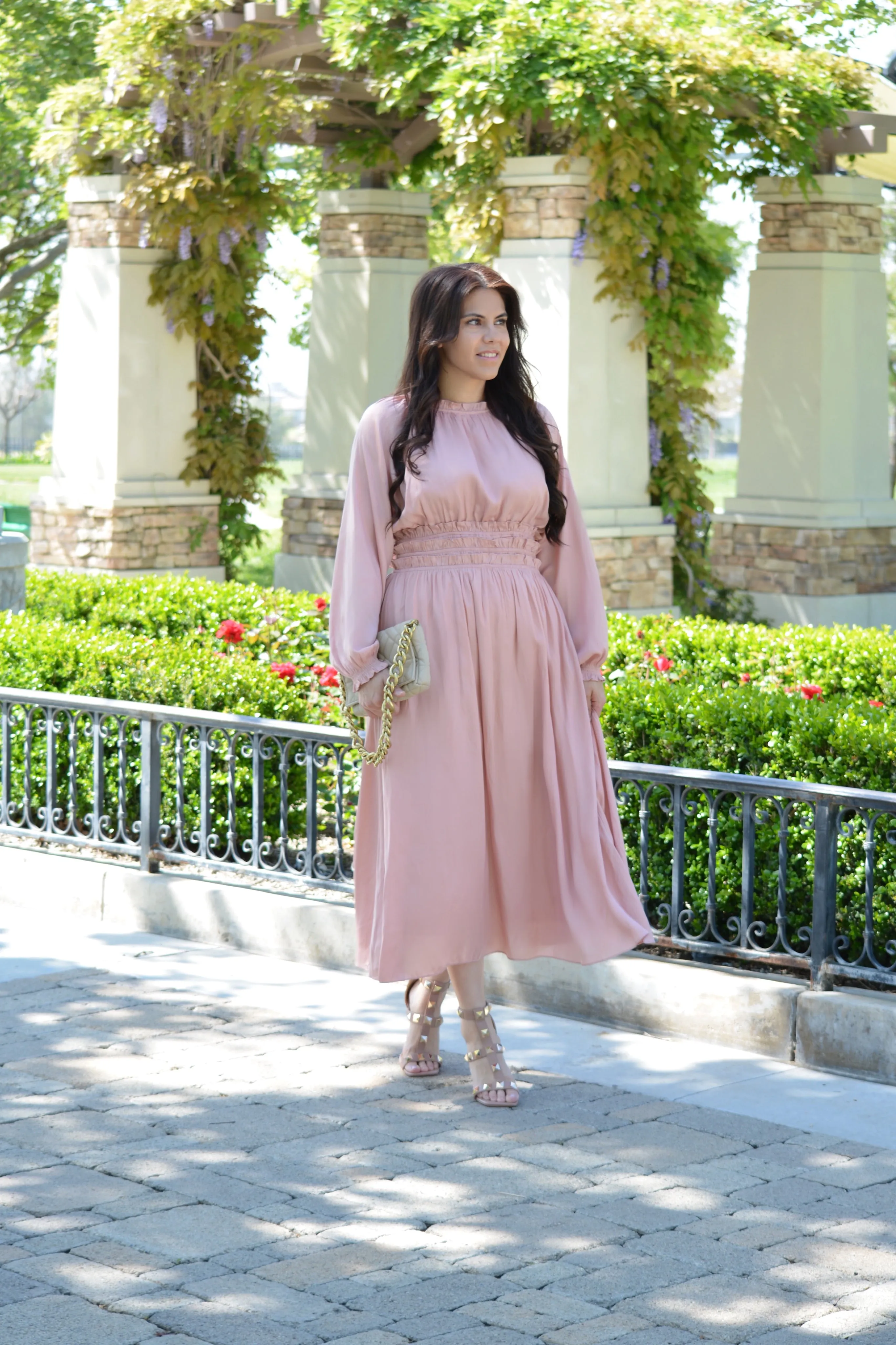 Verona Peach Satin Dress