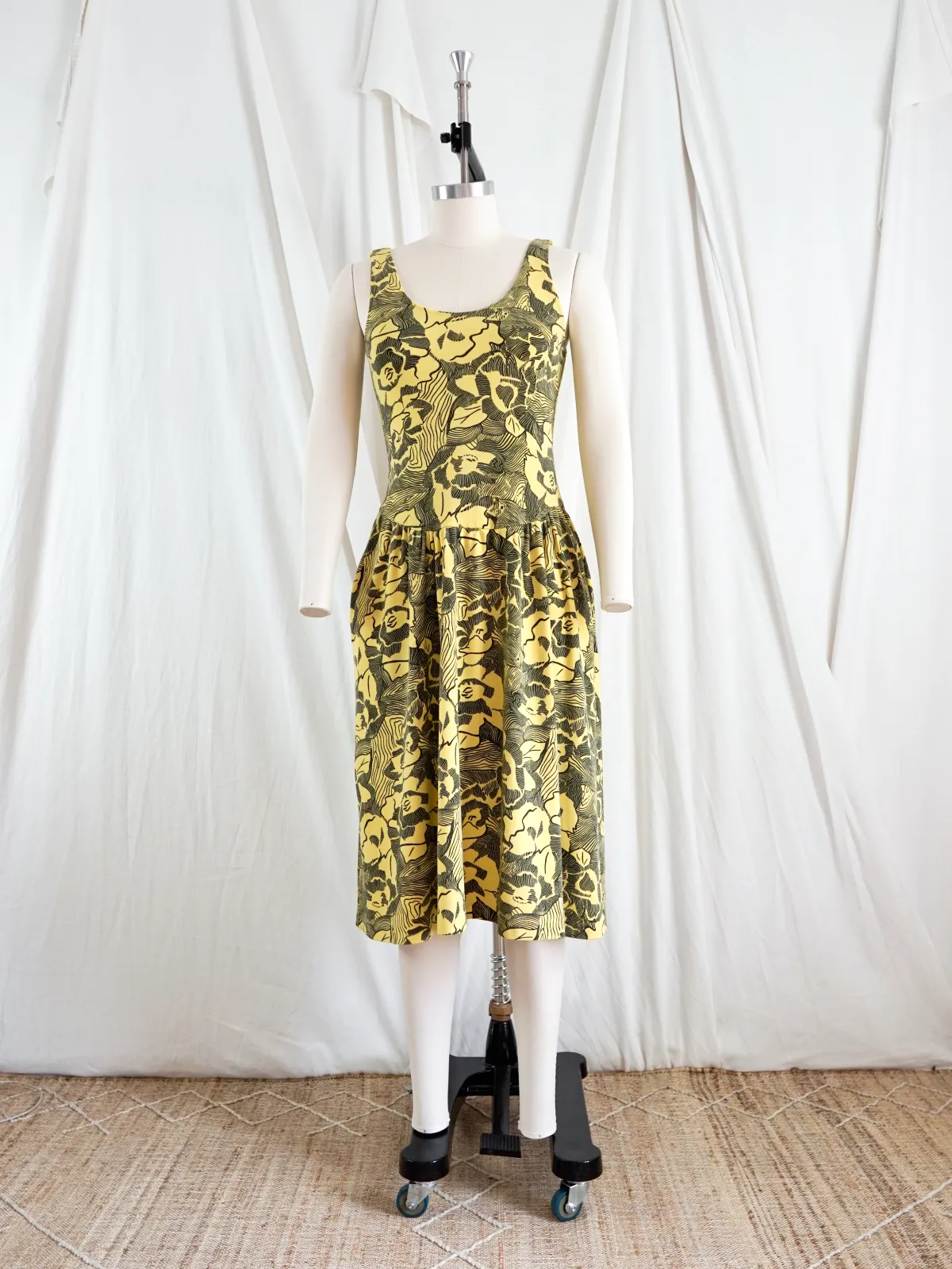 Vintage Canary Yellow Floral Sundress