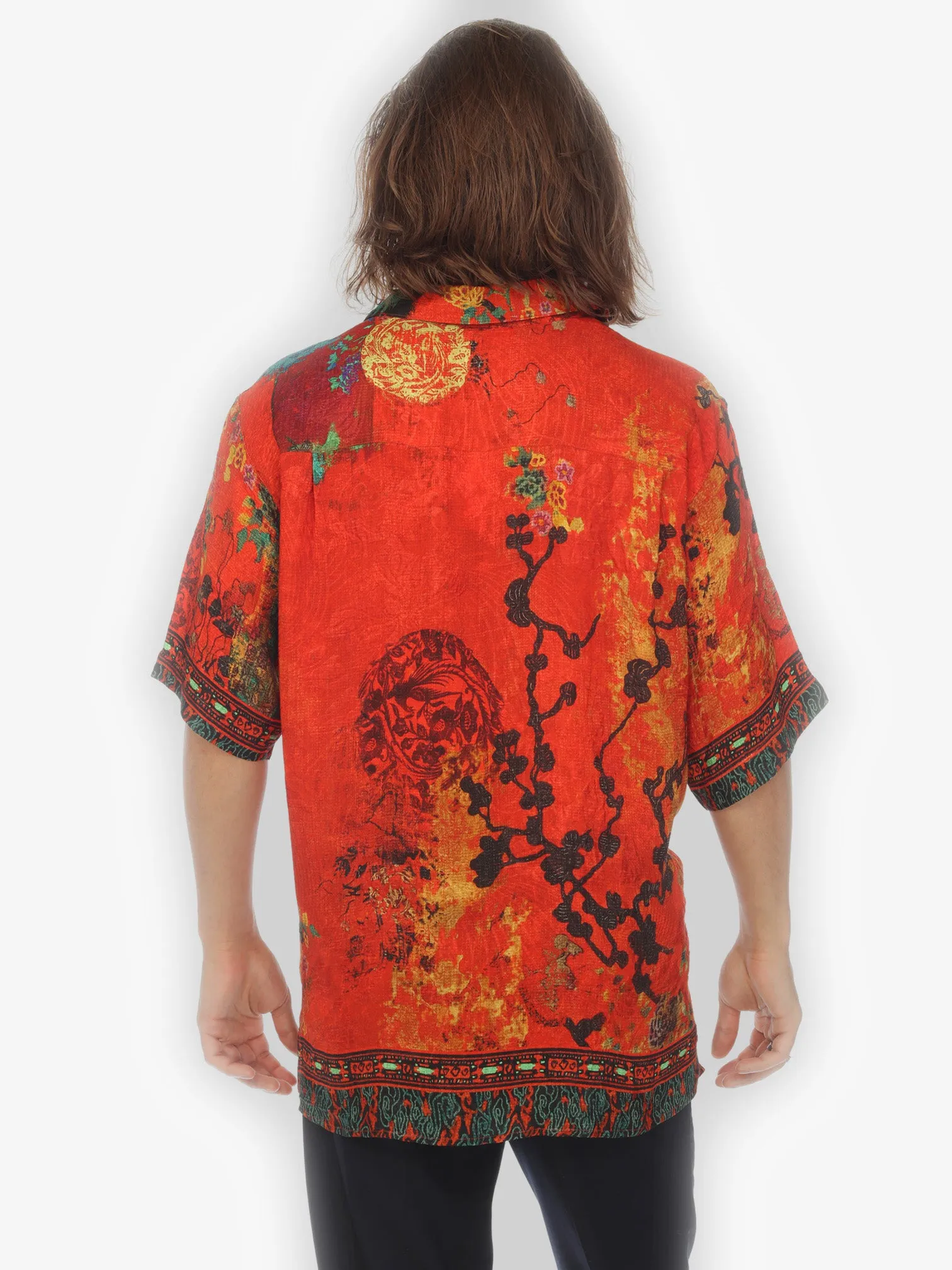 Vintage Vase Floral Men’s Silk Blend Shirt