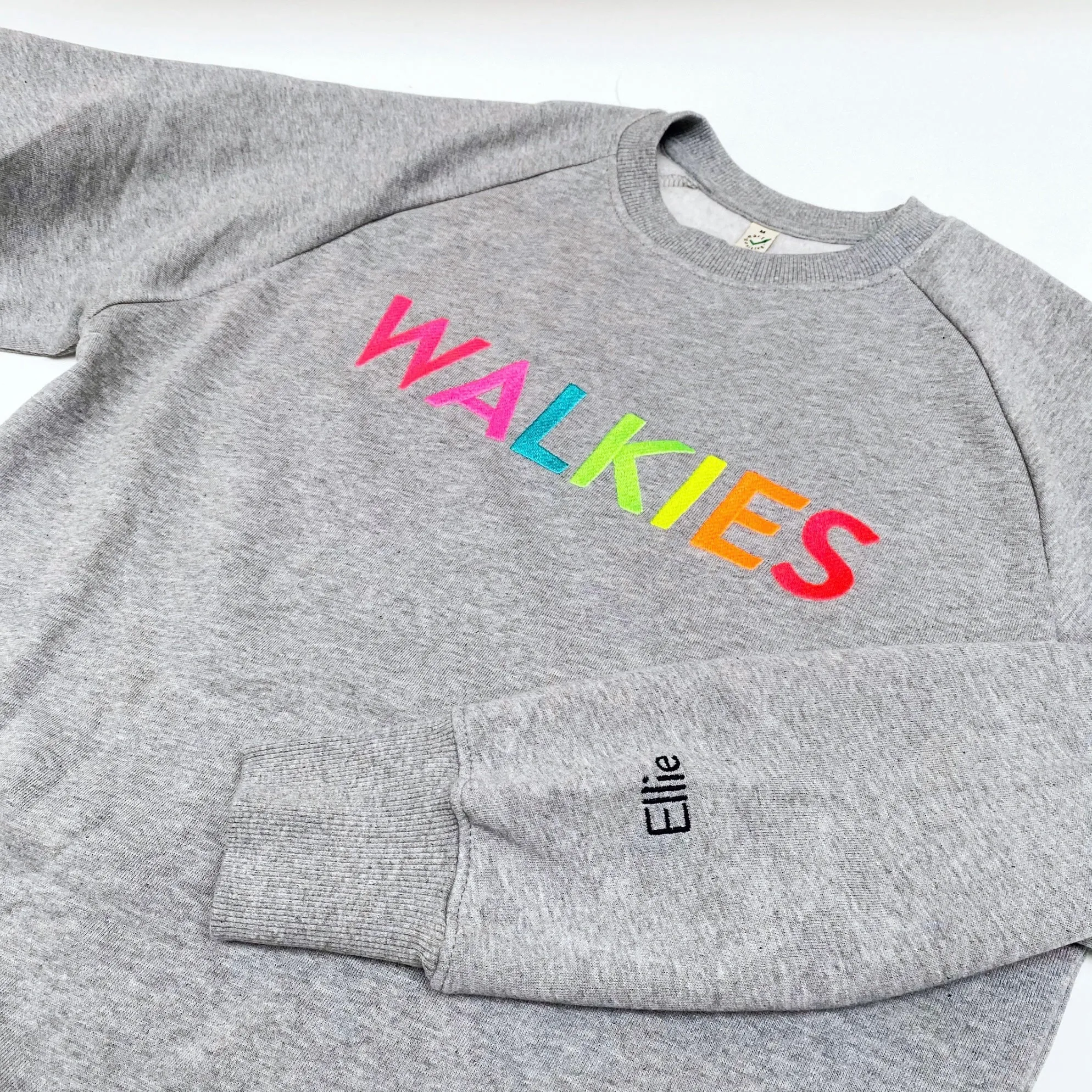 WALKIES Slogan Hoodie | Neon Rainbow Embroidery | 12 Colours Available