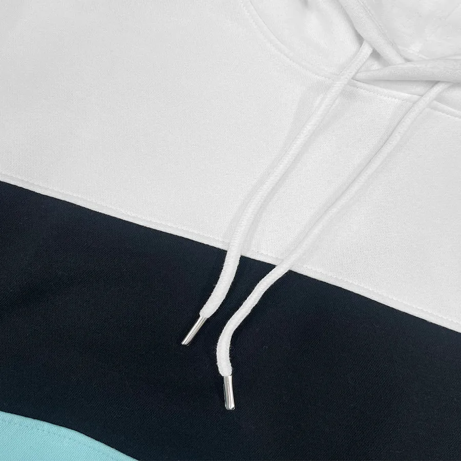 White & Aqua Color Block Hoodie & Jogger Set