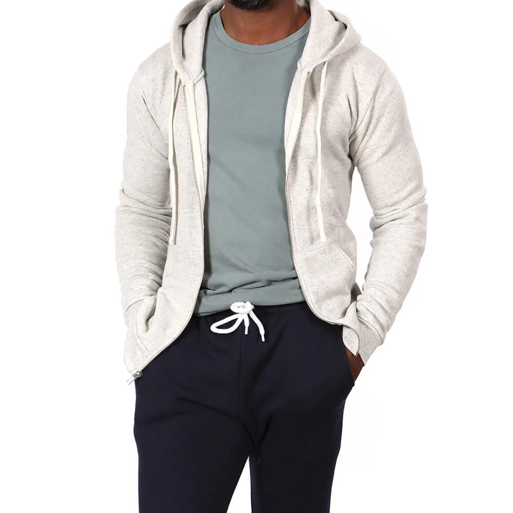 White Heather Salt & Pepper Full Zip Hoodie