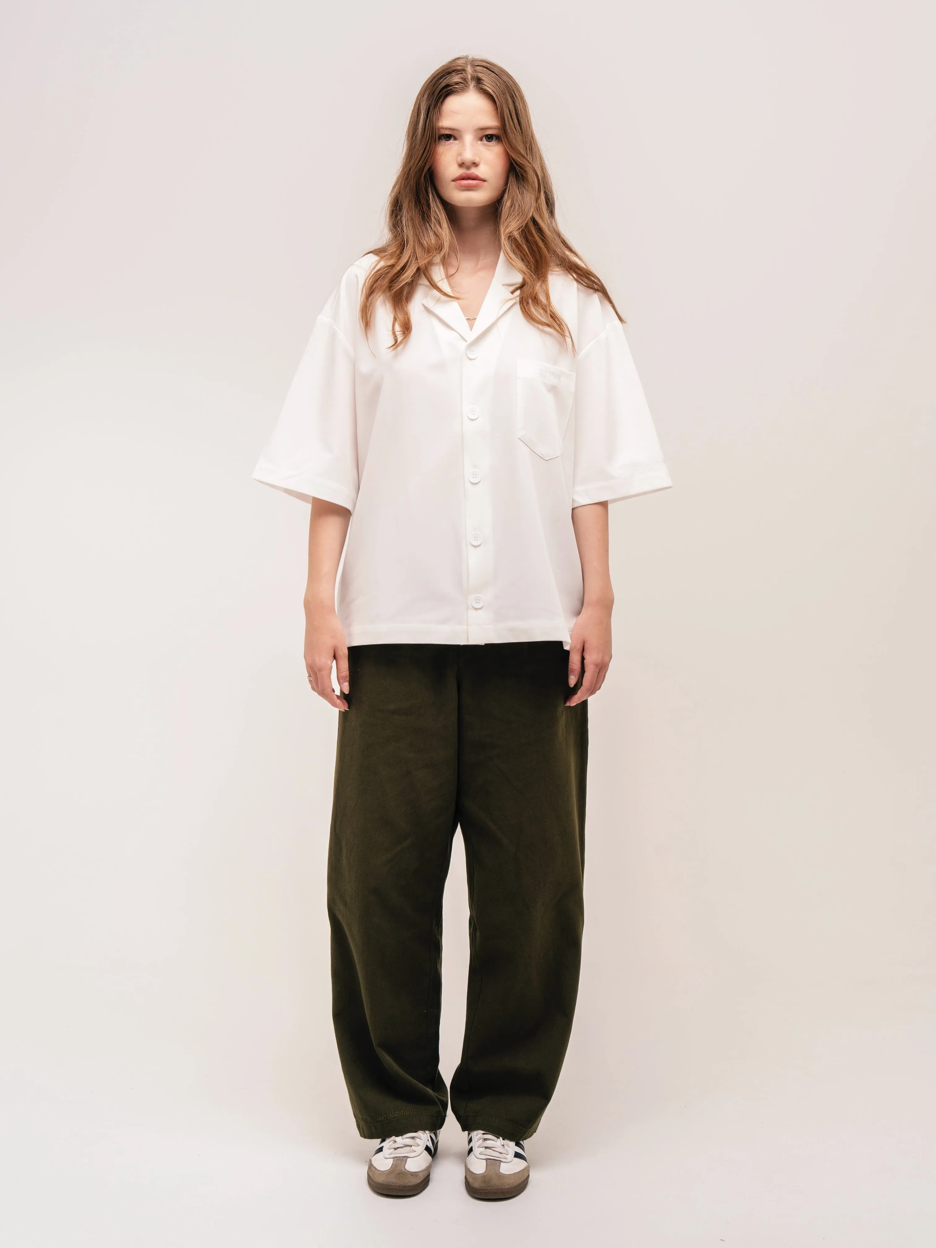 WIDE LEG TROUSERS OLIVE GREEN