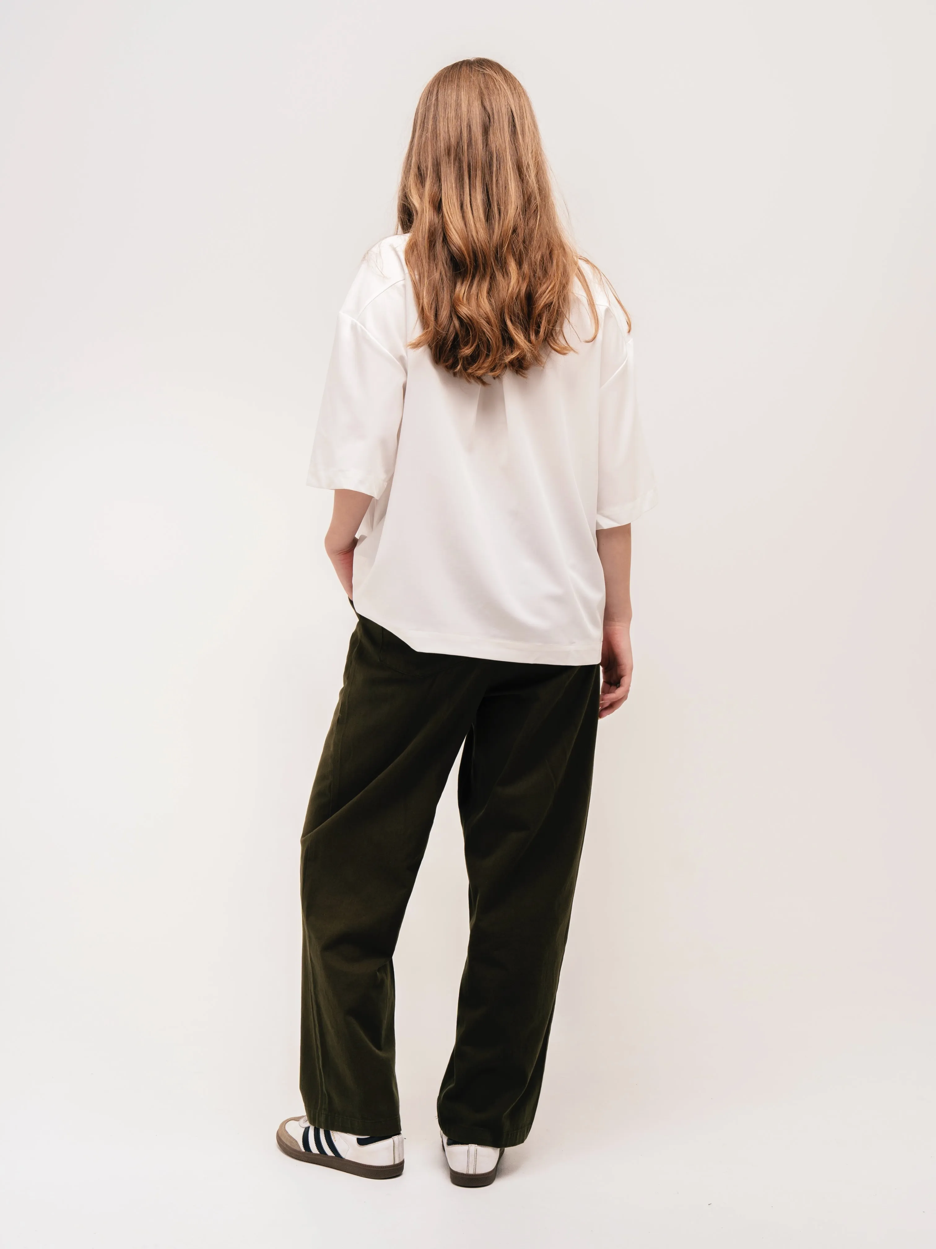 WIDE LEG TROUSERS OLIVE GREEN