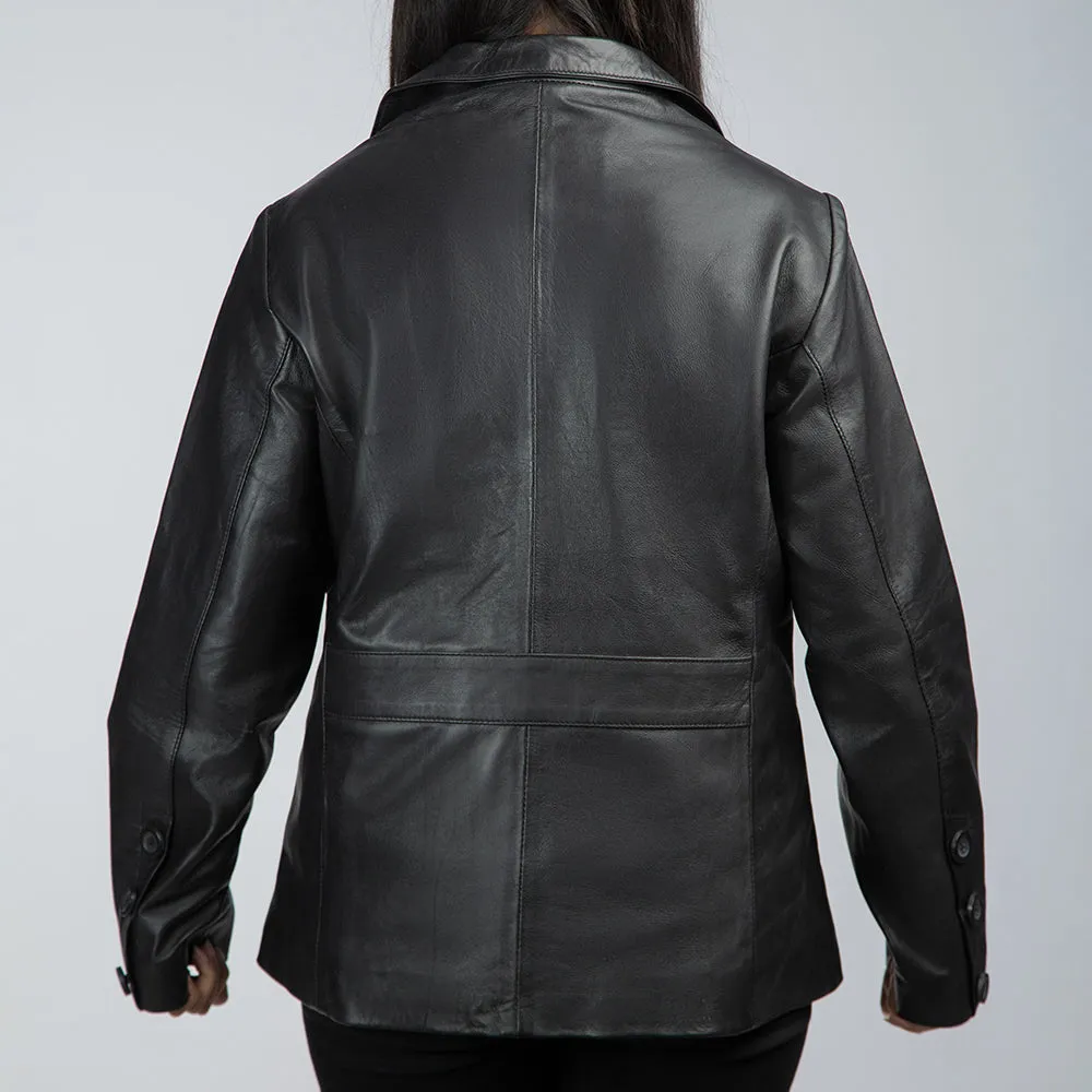 Women's Black Leather Blazer