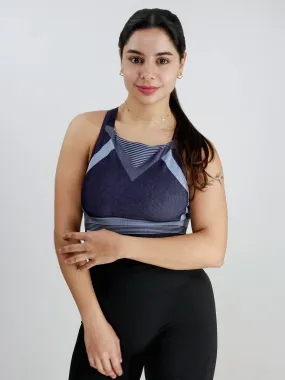 Women's Printed Sport Bra,Navy