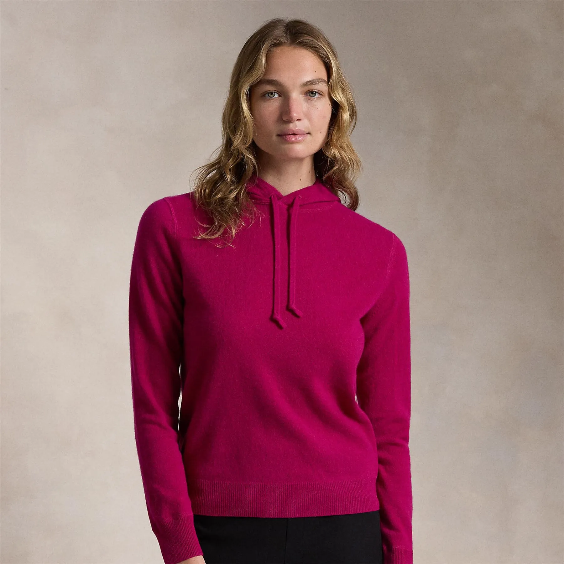 Womens RLX Cashmere Hoodie Fuchsia Berry - AW24