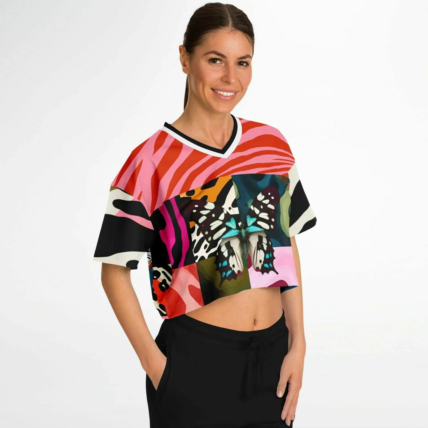 Wowzer Zowzer Animal Print Patchwork Eco-Poly Crop Jersey