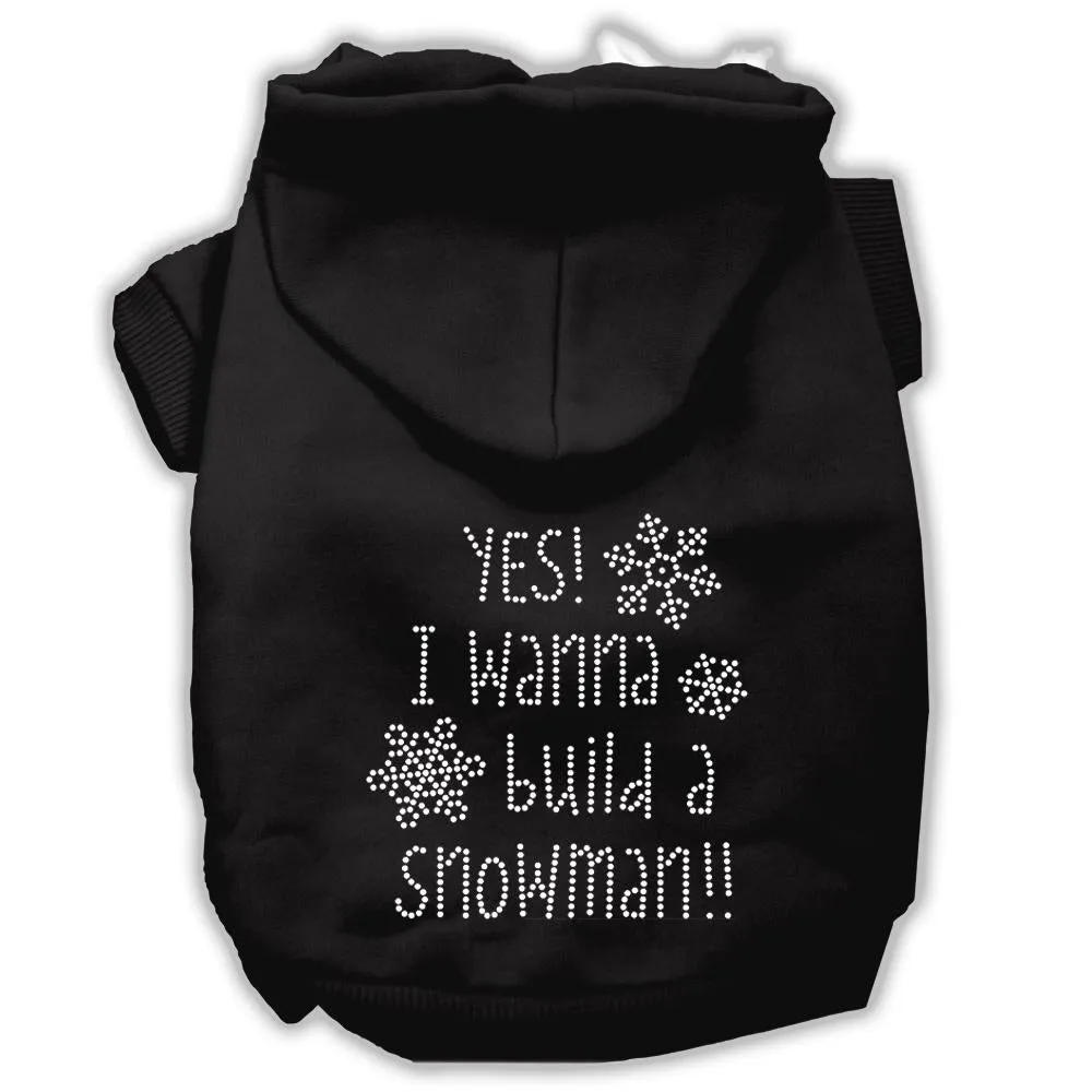 Yes! I Want To Build A Snowman Rhinestone Dog Hoodie Black Xxxl(20)