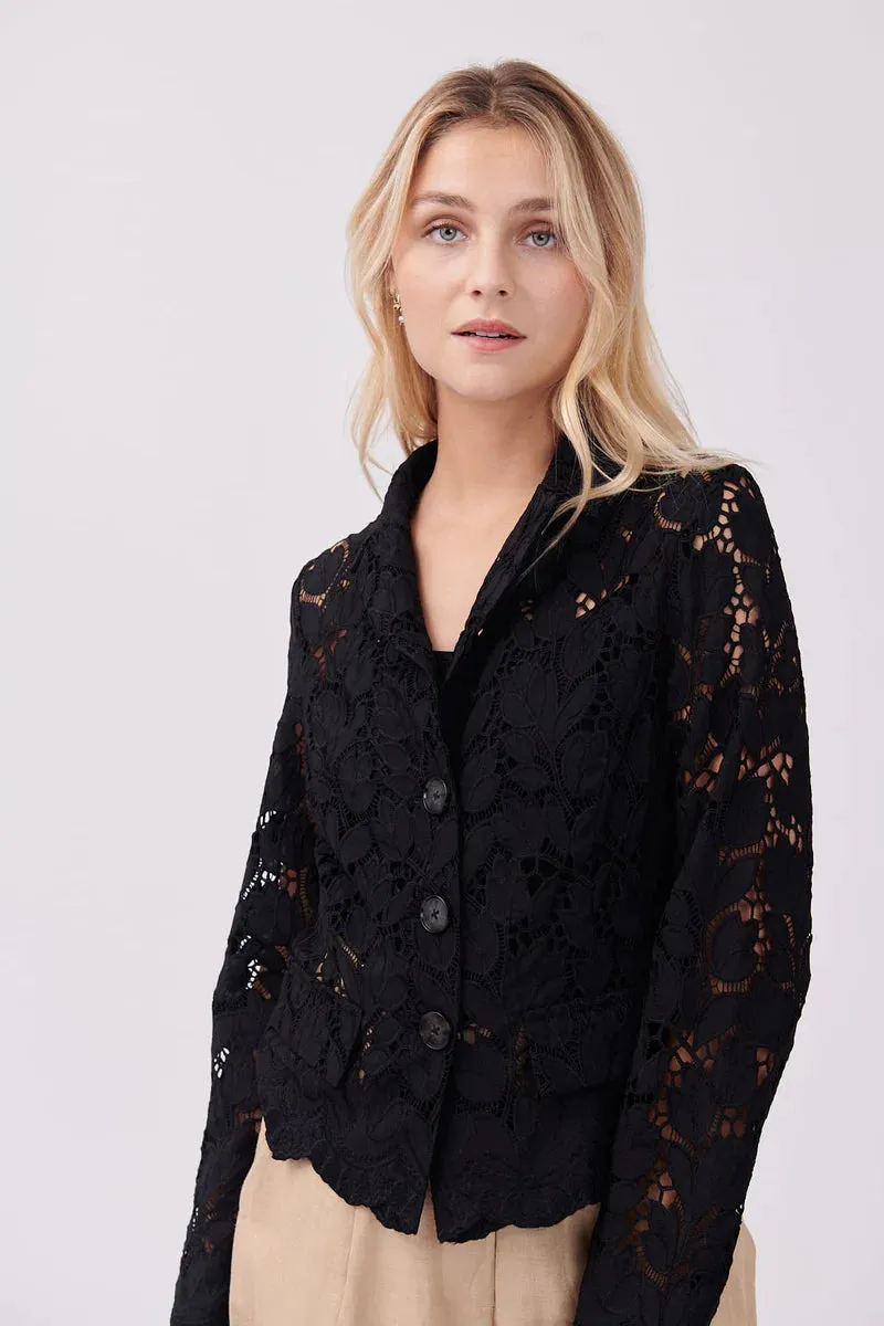 Yoana eyelet/lace jacket - Black